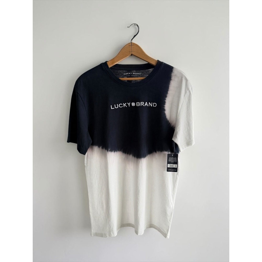Lucky Brand Mens Navy Blue White Tie Dye Logo Graphic T-Shirt M NEW